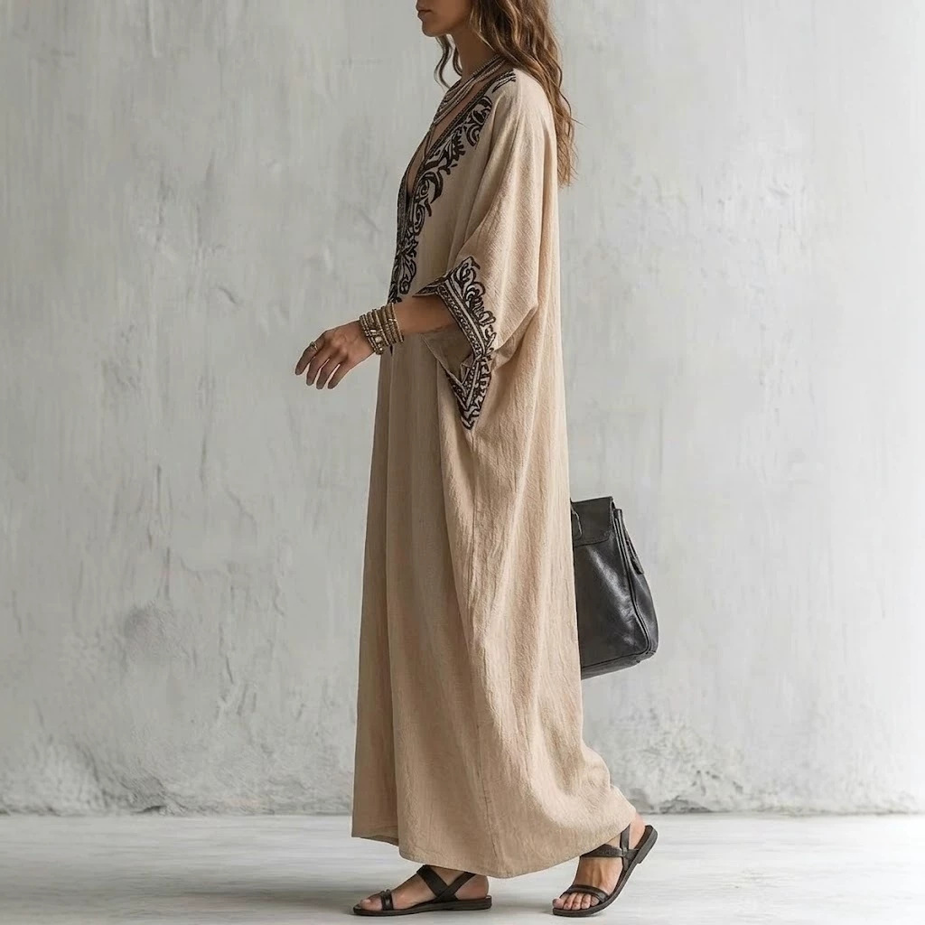 Vestido maxi caftán bordado es - Cover Up Kaftan reseña y precio