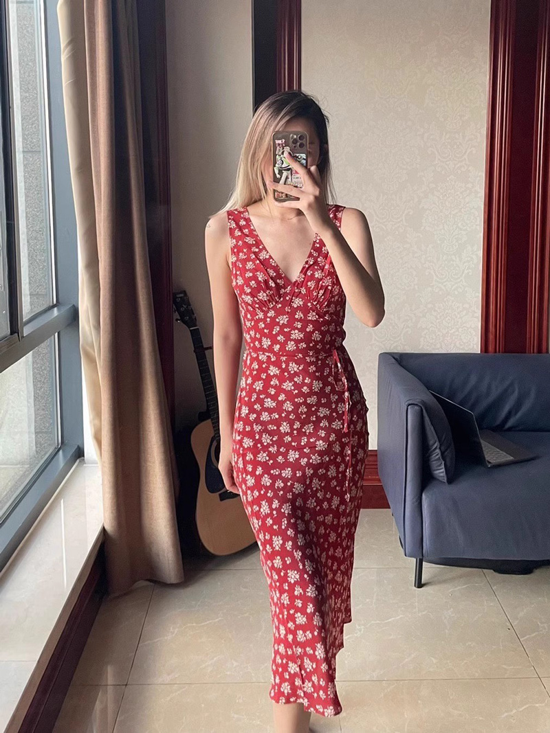 Vestido midi con cuello en V y - Midi Skirt Floral reseña y precio